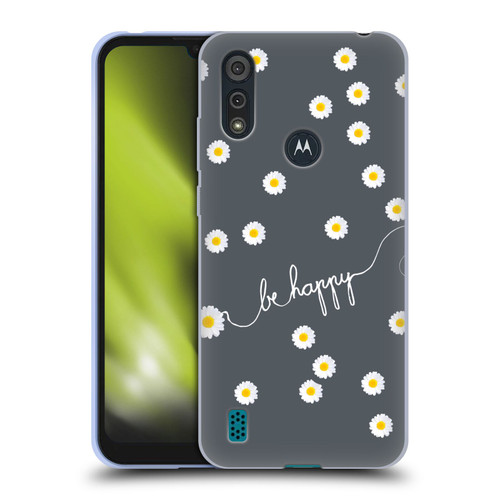 Monika Strigel Happy Daisy Grey Soft Gel Case for Motorola Moto E6s (2020)
