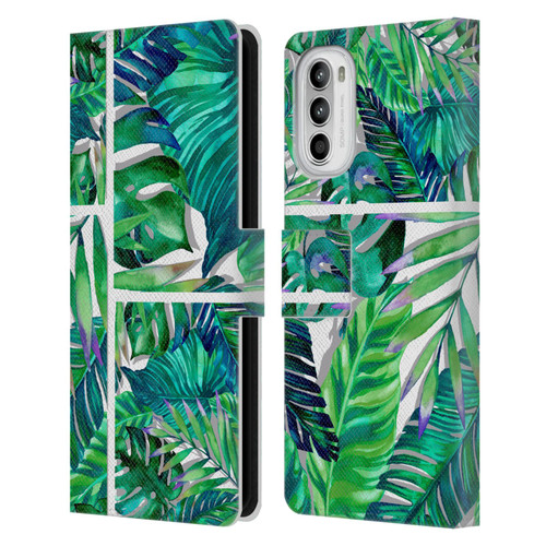 Mark Ashkenazi Banana Life Tropical Green Leather Book Wallet Case Cover For Motorola Moto G52