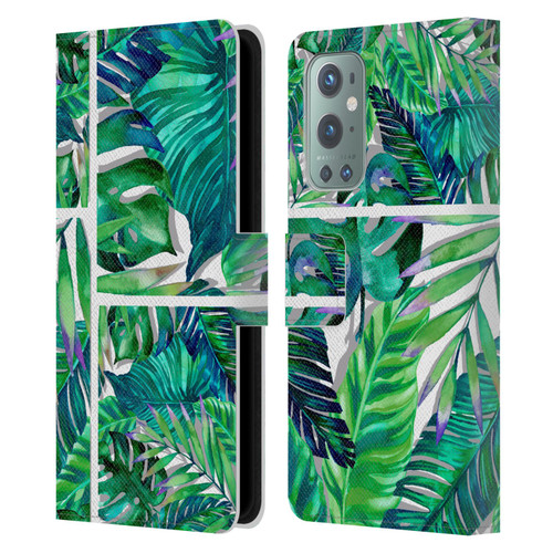 Mark Ashkenazi Banana Life Tropical Green Leather Book Wallet Case Cover For OnePlus 9