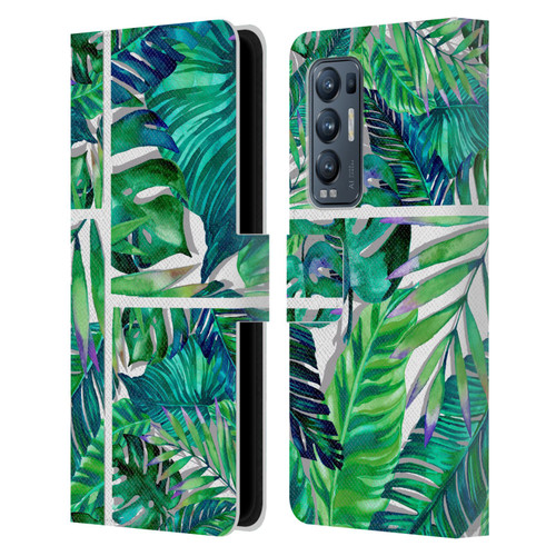 Mark Ashkenazi Banana Life Tropical Green Leather Book Wallet Case Cover For OPPO Find X3 Neo / Reno5 Pro+ 5G