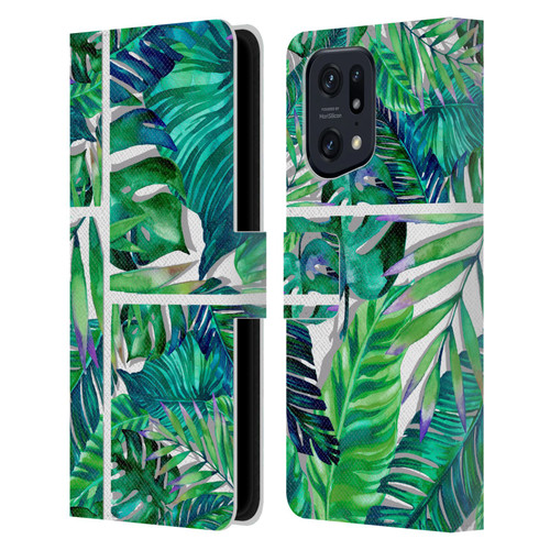 Mark Ashkenazi Banana Life Tropical Green Leather Book Wallet Case Cover For OPPO Find X5 Pro