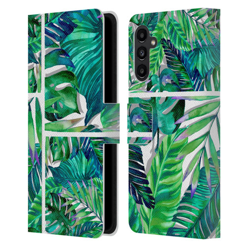 Mark Ashkenazi Banana Life Tropical Green Leather Book Wallet Case Cover For Samsung Galaxy A13 5G (2021)