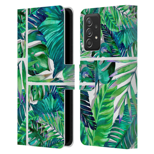 Mark Ashkenazi Banana Life Tropical Green Leather Book Wallet Case Cover For Samsung Galaxy A53 5G (2022)