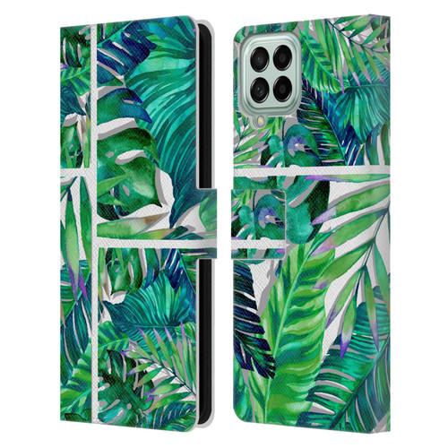 Mark Ashkenazi Banana Life Tropical Green Leather Book Wallet Case Cover For Samsung Galaxy M53 (2022)