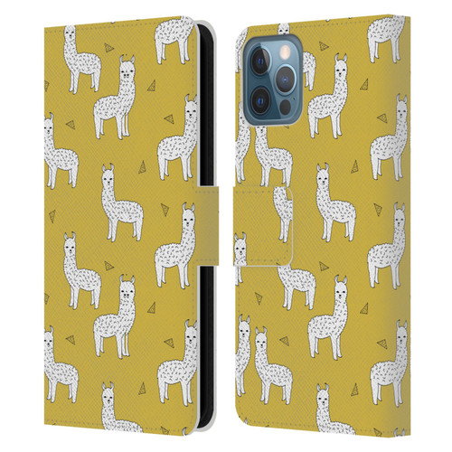 Andrea Lauren Design Animals Llama Leather Book Wallet Case Cover For Apple iPhone 12 / iPhone 12 Pro