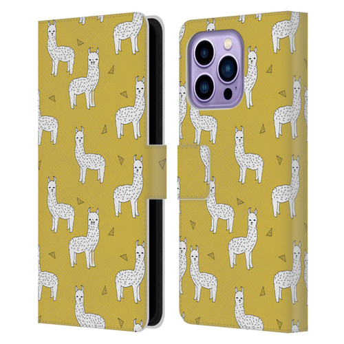 Andrea Lauren Design Animals Llama Leather Book Wallet Case Cover For Apple iPhone 14 Pro Max