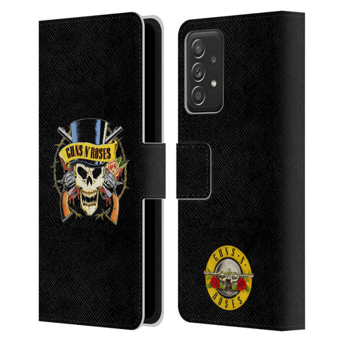 Guns N' Roses Key Art Top Hat Skull Leather Book Wallet Case Cover For Samsung Galaxy A52 / A52s / 5G (2021)