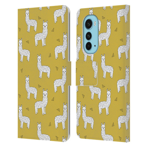 Andrea Lauren Design Animals Llama Leather Book Wallet Case Cover For Motorola Edge (2022)