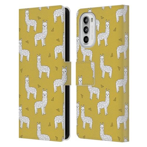 Andrea Lauren Design Animals Llama Leather Book Wallet Case Cover For Motorola Moto G52