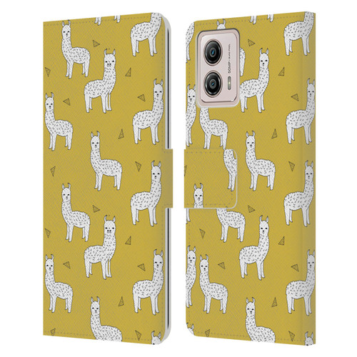 Andrea Lauren Design Animals Llama Leather Book Wallet Case Cover For Motorola Moto G53 5G