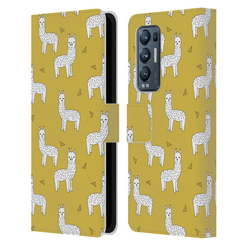 Andrea Lauren Design Animals Llama Leather Book Wallet Case Cover For OPPO Find X3 Neo / Reno5 Pro+ 5G