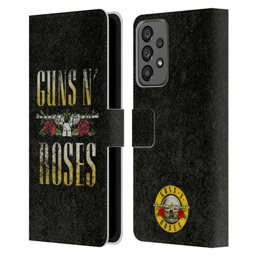 Guns N' Roses Key Art Text Logo Pistol Leather Book Wallet Case Cover For Samsung Galaxy A73 5G (2022)