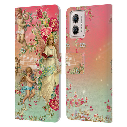 Mark Ashkenazi Florals Angels Leather Book Wallet Case Cover For Motorola Moto G53 5G