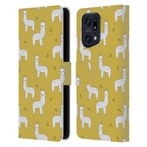 Andrea Lauren Design Animals Llama Leather Book Wallet Case Cover For OPPO Find X5 Pro