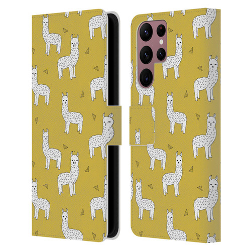 Andrea Lauren Design Animals Llama Leather Book Wallet Case Cover For Samsung Galaxy S22 Ultra 5G