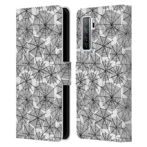 Andrea Lauren Design Assorted Spider Webs Leather Book Wallet Case Cover For Huawei Nova 7 SE/P40 Lite 5G