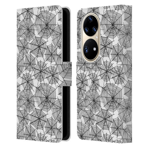 Andrea Lauren Design Assorted Spider Webs Leather Book Wallet Case Cover For Huawei P50 Pro