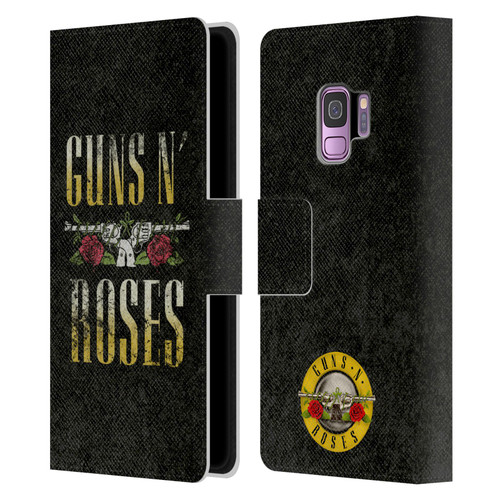 Guns N' Roses Key Art Text Logo Pistol Leather Book Wallet Case Cover For Samsung Galaxy S9