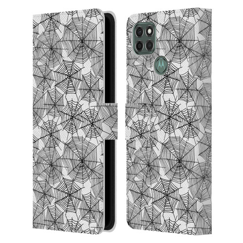 Andrea Lauren Design Assorted Spider Webs Leather Book Wallet Case Cover For Motorola Moto G9 Power