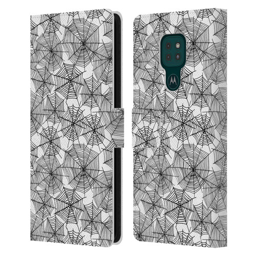Andrea Lauren Design Assorted Spider Webs Leather Book Wallet Case Cover For Motorola Moto G9 Play