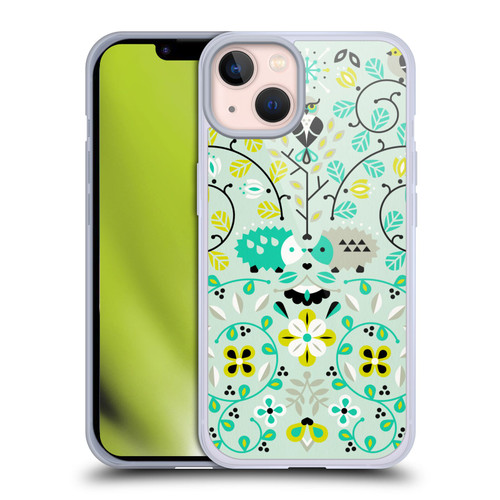 Cat Coquillette Animals Hedgehogs Symmetry Soft Gel Case for Apple iPhone 13