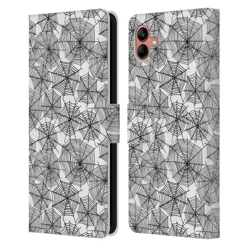 Andrea Lauren Design Assorted Spider Webs Leather Book Wallet Case Cover For Samsung Galaxy A04 (2022)