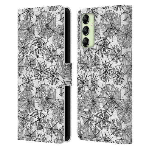 Andrea Lauren Design Assorted Spider Webs Leather Book Wallet Case Cover For Samsung Galaxy A14 5G