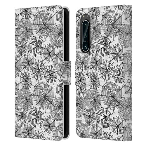 Andrea Lauren Design Assorted Spider Webs Leather Book Wallet Case Cover For Sony Xperia 5 IV