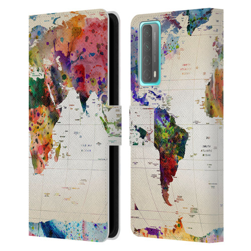 Mark Ashkenazi Pop Culture Map Of The World Leather Book Wallet Case Cover For Huawei P Smart (2021)