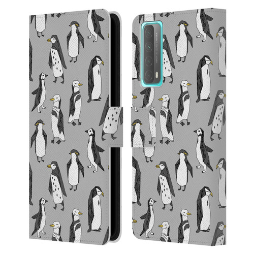 Andrea Lauren Design Birds Gray Penguins Leather Book Wallet Case Cover For Huawei P Smart (2021)