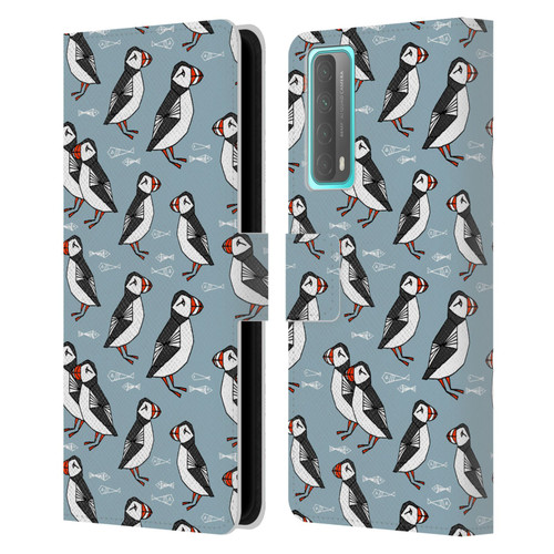 Andrea Lauren Design Birds Puffins Leather Book Wallet Case Cover For Huawei P Smart (2021)