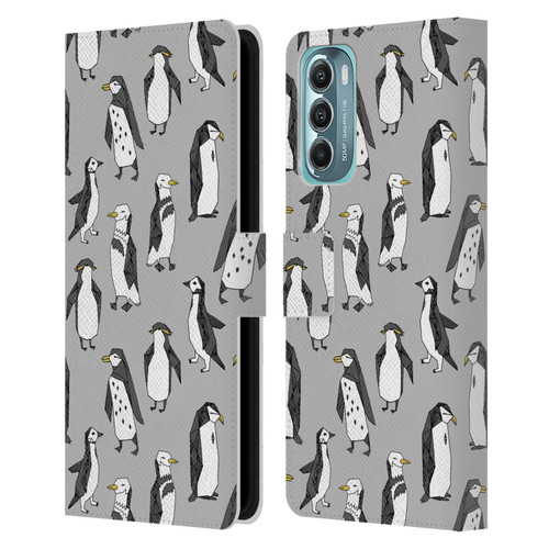 Andrea Lauren Design Birds Gray Penguins Leather Book Wallet Case Cover For Motorola Moto G Stylus 5G (2022)