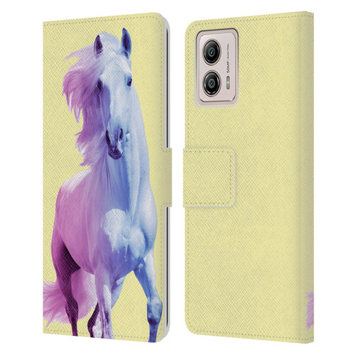 Mark Ashkenazi Pastel Potraits Yellow Horse Leather Book Wallet Case Cover For Motorola Moto G53 5G