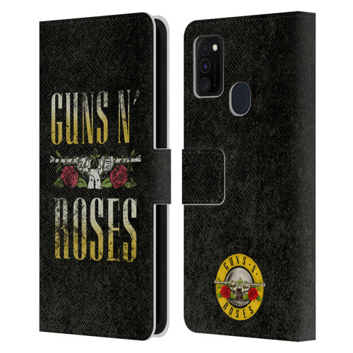 Guns N' Roses Key Art Text Logo Pistol Leather Book Wallet Case Cover For Samsung Galaxy M30s (2019)/M21 (2020)