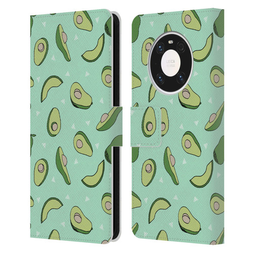 Andrea Lauren Design Food Pattern Avocado Leather Book Wallet Case Cover For Huawei Mate 40 Pro 5G