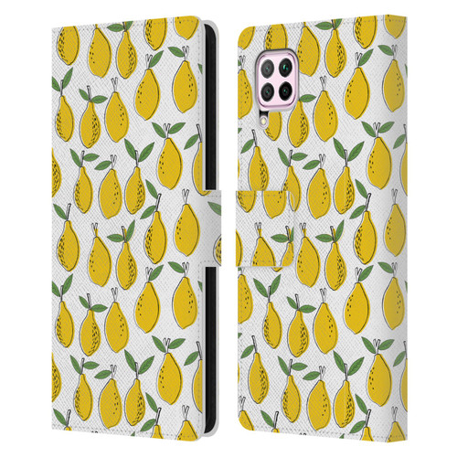 Andrea Lauren Design Food Pattern Lemons Leather Book Wallet Case Cover For Huawei Nova 6 SE / P40 Lite