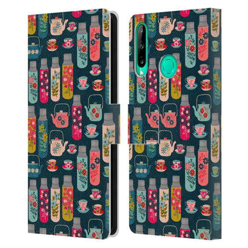 Andrea Lauren Design Food Pattern Jars & Teacups Leather Book Wallet Case Cover For Huawei P40 lite E