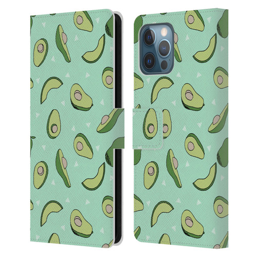 Andrea Lauren Design Food Pattern Avocado Leather Book Wallet Case Cover For Apple iPhone 12 Pro Max