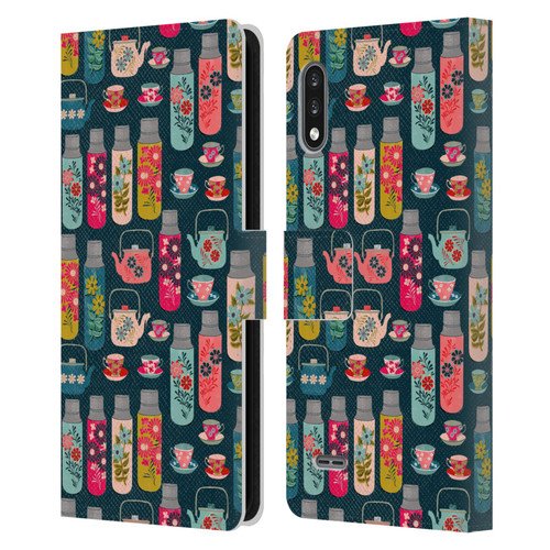 Andrea Lauren Design Food Pattern Jars & Teacups Leather Book Wallet Case Cover For LG K22