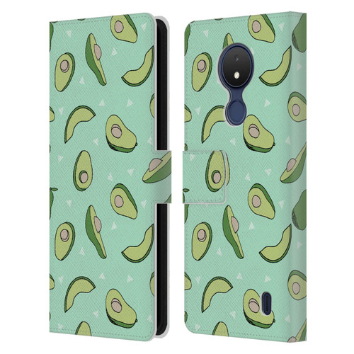 Andrea Lauren Design Food Pattern Avocado Leather Book Wallet Case Cover For Nokia C21