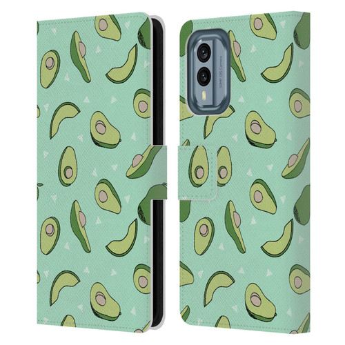 Andrea Lauren Design Food Pattern Avocado Leather Book Wallet Case Cover For Nokia X30