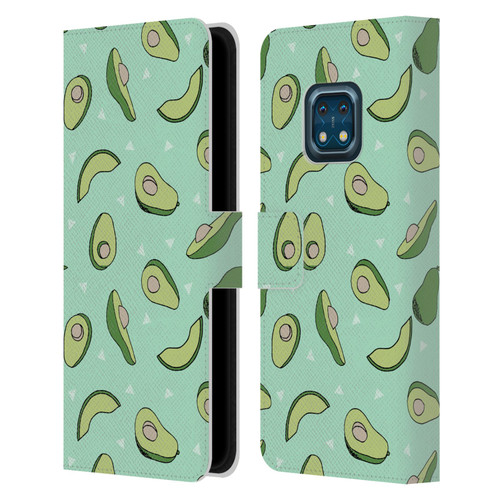 Andrea Lauren Design Food Pattern Avocado Leather Book Wallet Case Cover For Nokia XR20