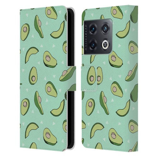 Andrea Lauren Design Food Pattern Avocado Leather Book Wallet Case Cover For OnePlus 10 Pro