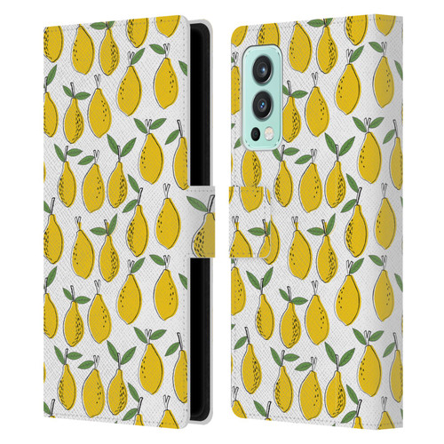 Andrea Lauren Design Food Pattern Lemons Leather Book Wallet Case Cover For OnePlus Nord 2 5G
