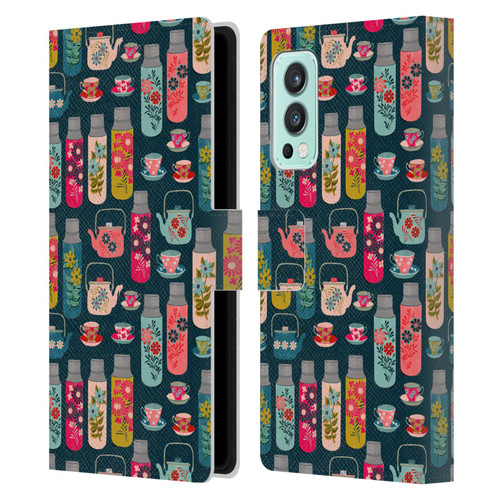 Andrea Lauren Design Food Pattern Jars & Teacups Leather Book Wallet Case Cover For OnePlus Nord 2 5G