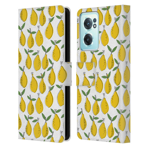 Andrea Lauren Design Food Pattern Lemons Leather Book Wallet Case Cover For OnePlus Nord CE 2 5G