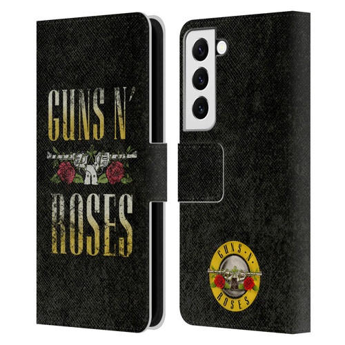 Guns N' Roses Key Art Text Logo Pistol Leather Book Wallet Case Cover For Samsung Galaxy S22 5G