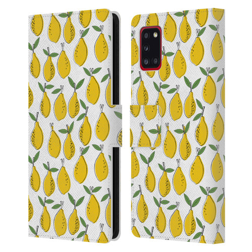 Andrea Lauren Design Food Pattern Lemons Leather Book Wallet Case Cover For Samsung Galaxy A31 (2020)