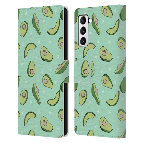 Andrea Lauren Design Food Pattern Avocado Leather Book Wallet Case Cover For Samsung Galaxy S21+ 5G