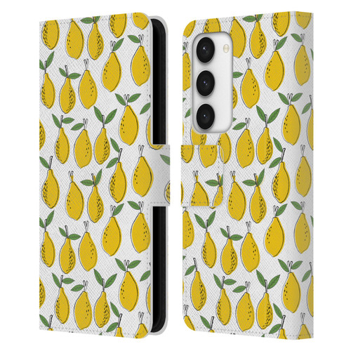 Andrea Lauren Design Food Pattern Lemons Leather Book Wallet Case Cover For Samsung Galaxy S23 5G